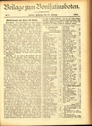 Zweite Ausgabe vom Sonntag, den 17. Februar 1901.
