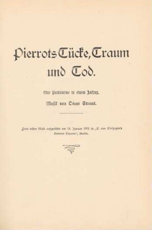 Pierrots Tücke, Traum und Tod