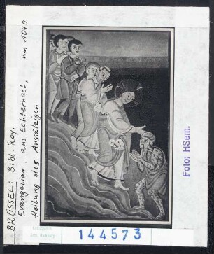 Brüssel, Bibl. Royale:MS 9428 (Perikopenbuch aus Echternach): Heilung des Aussätzigen