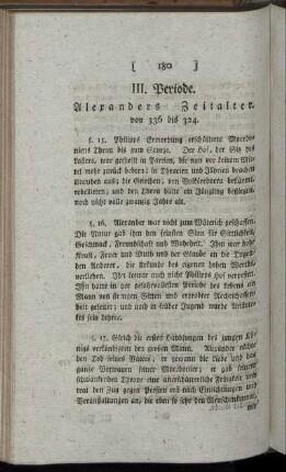 III. Periode. Alexanders Zeitalter.