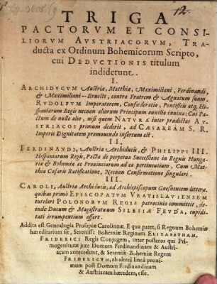 Triga pactorum et consiliorum austriacorum