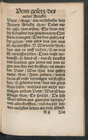 Vom gesetz/ der ander Artickel.