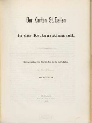 Der Kanton St. Gallen in der Restaurationszeit