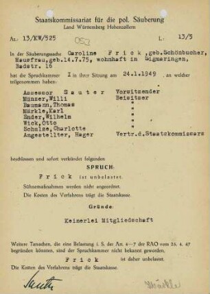 Frick, Caroline, geb. Schönbucher