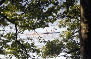 Mainau, Insel Mainau: Paddler hinter Bäumen