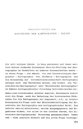 Geschichte der Kartographie - heute?