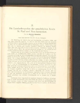 II. Die Landarthropoden der antarktischen Inseln St. Paul und Neu-Amsterdam.