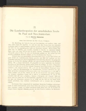 II. Die Landarthropoden der antarktischen Inseln St. Paul und Neu-Amsterdam.