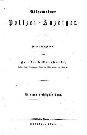 Allgemeiner Polizei-Anzeiger. 34. 1852 = Jan. - Juni