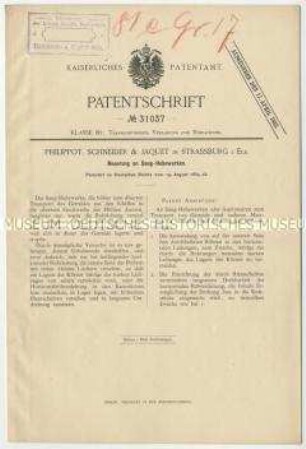 Patentschrift einer Neuerung an Saug-Hebewerken, Patent-Nr. 31037