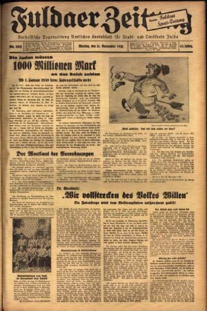 Ausgabe vom Montag, den 14. November 1938.