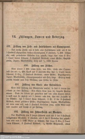 VII. Füllungen, Saucen und Ueberzug