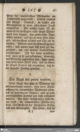 X. Regel der petits maitres