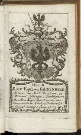 Herr Egid: Karl von Fahnenberg[...] - Herr Christian Freyherr von Ulmenstein[...]