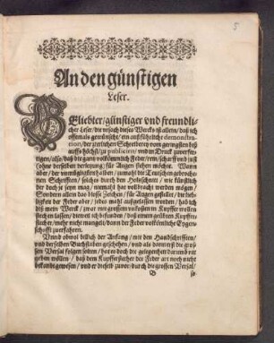 An den günstigen Leser.