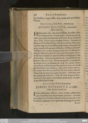 Epist. XLVIII. Bruxellam. Ioanni Woverio, V. A. ex Assessoribus Aerarii Sanctioris.