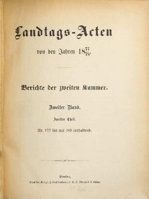 Landtags-Akten. Berichte der 2. Kammer. 1877/78, Bd. 2,2