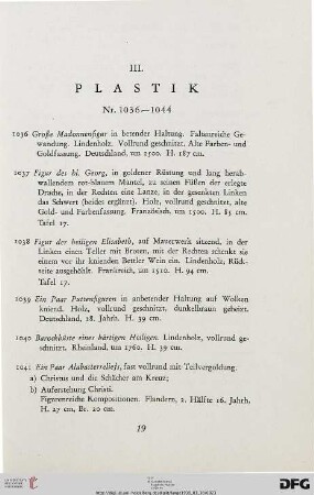 III. Plastik (Nr. 1036-1044)