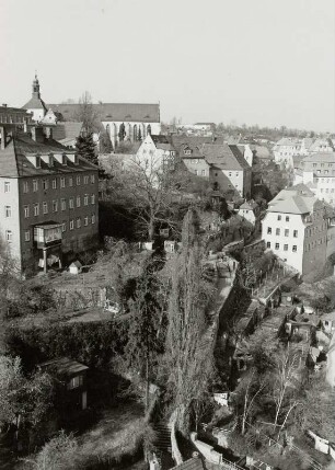 Frauenstufen : Blick vom Turm der Frauenkirche nach Nordwesten zur ehemaligen Stiftskirche St. Afra