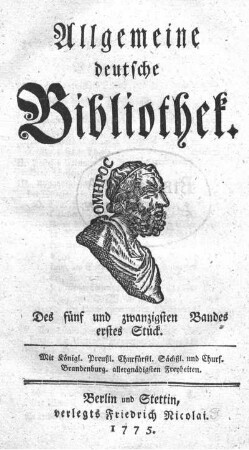 Des fünf und zwanzigsten Bandes erstes Stück.
