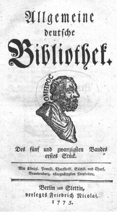 Des fünf und zwanzigsten Bandes erstes Stück.