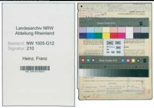 Entnazifizierung Franz Heinz , geb. 03.06.1907 (Werstattleiter)