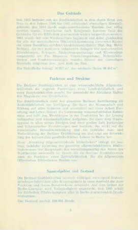 Das Gebäude ; Funktion und Struktur ; Sammelgebiet und Bestand