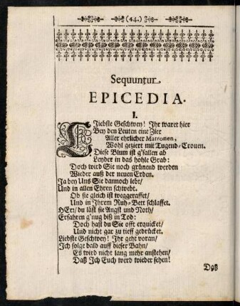 44-68, Sequuntur, Epicedia.