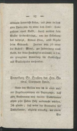 Anmerkung Sr. Excellenz des Hrn. General-Lieutenant Lunin