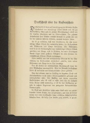 Denkschrift über die Aufbauschule