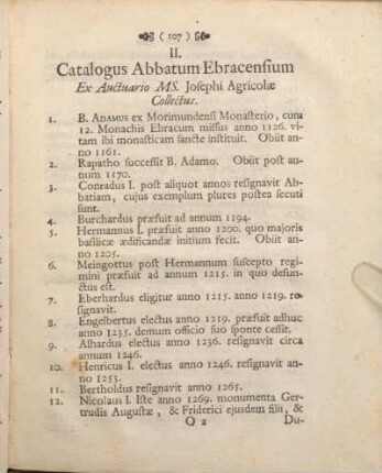 II. Catalogus Abbatum Ebracensium