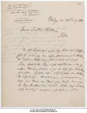 Brief von Reinhold Grundemann an Justus Perthes' Geographische Anstalt  : Mörz , 19.03.1869