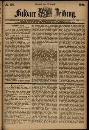 Ausgabe vom Mittwoch, den 27. August 1884.