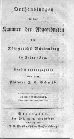 1,12: Landtag Württemberg - Kammer 2, Protokolle 1820, Bd. 12