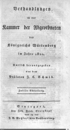 1,12: Landtag Württemberg - Kammer 2, Protokolle 1820, Bd. 12