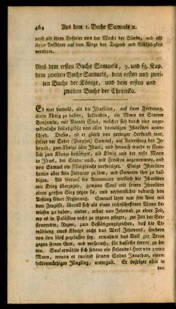 Aus dem ersten Buche Samuels, 9. und fg. Kap. dem zweiten Buche Samuels, dem ersten und zweiten Buche der Könige, und dem ersten und zweiten Buche der Chronika
