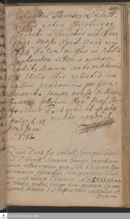Lebenslauf von Georg Ludwig Pideritt.