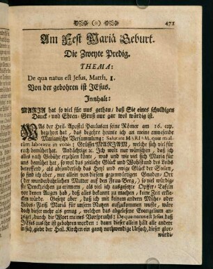 471-478, Am Fest Maria Geburt. Die Zweyte Predig