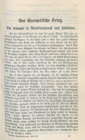 Die Kämpfe in Nordfrankreich und Flandern