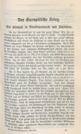Die Kämpfe in Nordfrankreich und Flandern