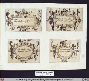 oben rechts: Kartusche mit Inschrift.