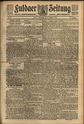 Erste Ausgabe vom Donnerstag, den 18. Februar 1909.
