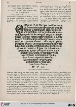 Ein neues Buch, ein neuer Verein, eine neue Zeitschrift, ein neues Gebiet der Sammelwut