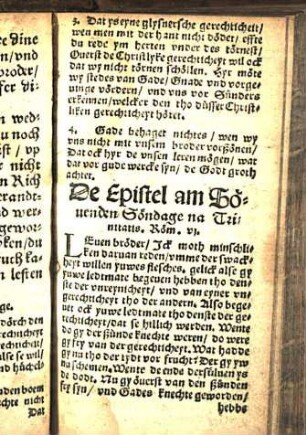 De Epistel am Söuenden Söndage na Trinitatis. Röm. vj. [Euangelion am Söuenden Söndage na Trinitatis. Matt. viij.]