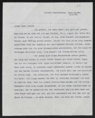 Brief von Hans von Hülsen an Margarete Hauptmann