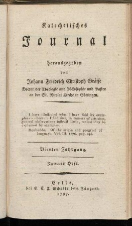 Vierter Jahrgang. Zweites Heft. 1797.