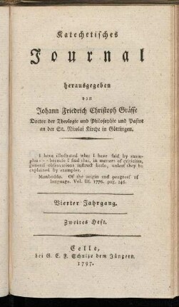 Vierter Jahrgang. Zweites Heft. 1797.