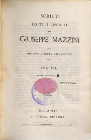 Scritti editi e inediti, 7.. Politica ; 4