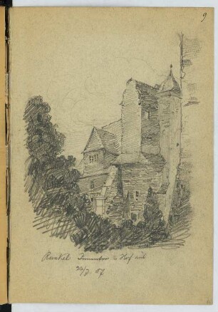 Burg Runkel, Runkel: Perspektivische Ansicht (aus: Skizzen- und Fotoalbum 23)
