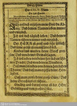 Der CXLV. Psalm